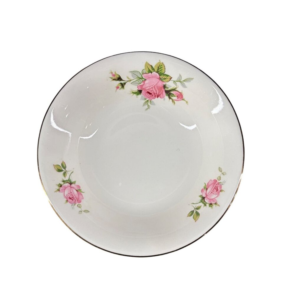 Royal Wilton 22K Gold Trim Vintage Bowl with Pink Rose Floral Design 6 inch